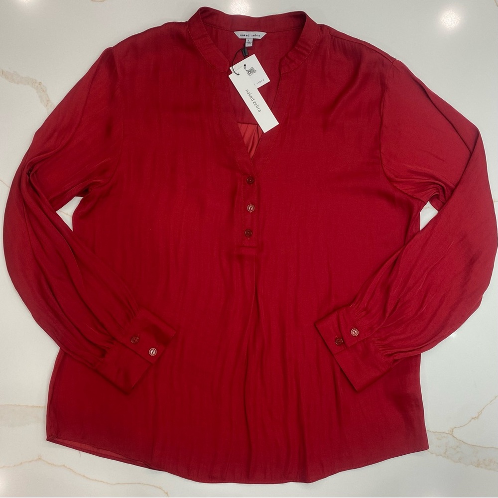 Naked Zebra Elegant Red Women's Top Size Large NWT.